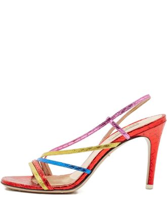 The Attico snakeskin-embossed leather sandals - Red