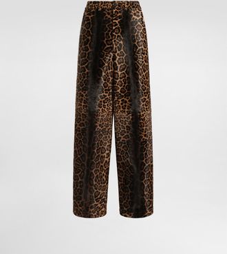 Dolce & Gabbana Leopard-print Calfskin Trousers - Man Pants And Shorts Multi-colored 48