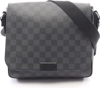 Louis Vuitton Black Damier Graphite Leather Handbag Shoulder Bag (Pre-Owned)