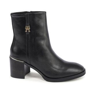 Tommy Hilfiger Heeled Boots, female, Black, 8 UK, Black Leather Ankle Boots