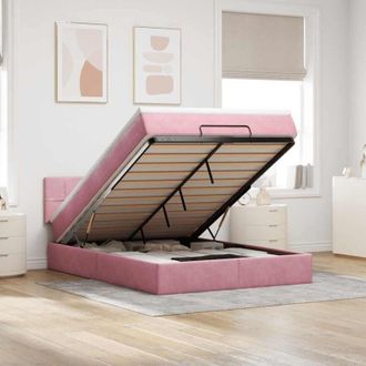 vidaXL Estructura Cama Otomana Colch&oacute;n Terciopelo Rosa 140x200cm Vidaxl