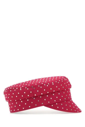Ruslan Baginskiy Womens Tyrian Purple Satin Baker Boy Hat Pink Cappelli E Fasce Per Capelli