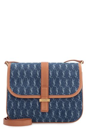 Saint Laurent Denim Logo Crossbody Bag