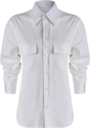 Nineminutes Camicia con retro scollato - Dames - Overhemden - Wit - L - Katoen - Overhemden