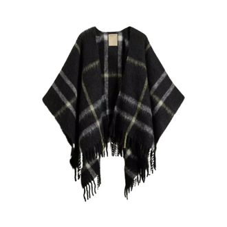 Woolrich Capes, female, Black, Size: ONE SIZE Brushed Alpaca Check Cape