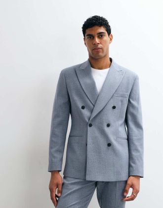 Asos giacca da abito regular in lana verde salvia-Blu