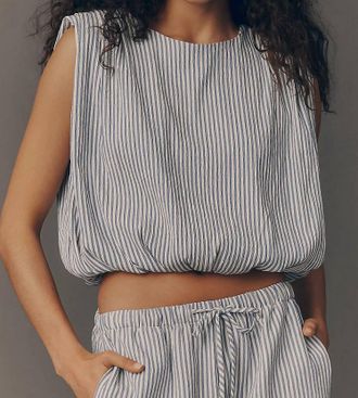 Bishop + Young Serafina Top In Blue/ White Stripe