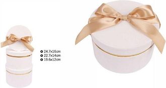 Trade Shop Trade Shop - Set 3 Pz Scatole Scatola Box Regali Varie Misure Matrioska Rotonde Bianco 71942