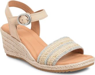 S&ouml;fft Inez II Espadrille Ankle Strap Platform Wedge Sandal in Beige/Latte at Nordstrom, Size 11