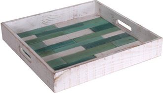 Vacchetti Bandeja Marinera Cuadrada Madera Blanca Verde Cm37x37h6