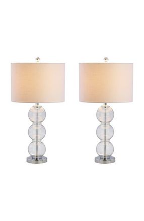 Jonathan Y Designs Bella 27 Glass Triple-Sphere LED Table Lamp in Clear Silver at Nordstrom