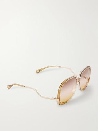 Chlo&eacute; Womens Lunettes De Soleil Oversize Translucides &Agrave; Verres D&eacute;grad&eacute;s Yellow Sunglasses