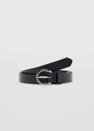Mango Cintura pelle fibbia ovale nero - Donna - S - MANGO