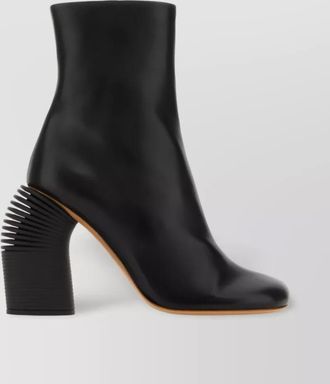 Off-white leather ankle boots