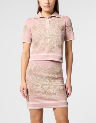 Philipp Plein Polo Shirt Butterfly Tattoo Women in Rose/pink at Nordstrom, Size X-Small