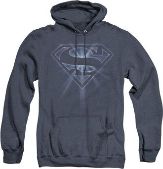Gildan Superman Glowing Shield Adult Heather Hoodie / Hooded Sweatshirt