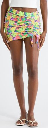 Kulani Kinis Ruched Tie Cover-Up Miniskirt in Neon Sunset at Nordstrom, Size X-Large