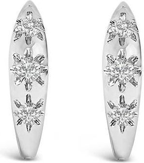 House of Brilliance 10K Gold 1/5 Cttw Lab Grown Diamond Three Stone Huggie Hoop Earrings in White at Nordstrom