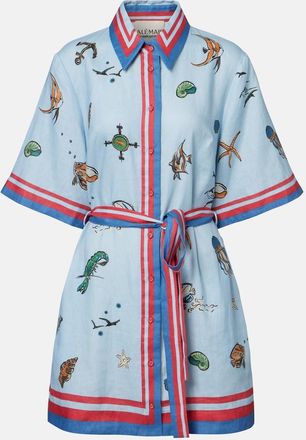Alemais Al&eacute;mais Printed belted linen shirt dress