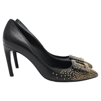 Roger Vivier Trompette Studded Pumps in Black Leather