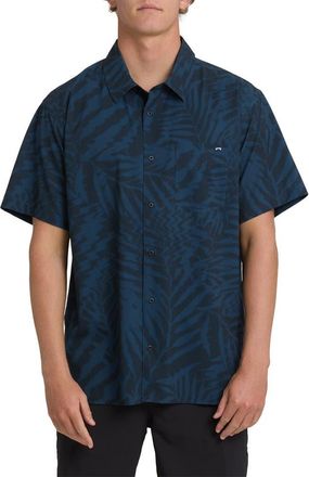 Billabong Surftrek Print Short Sleeve Button-Up Shirt in Mid Blue at Nordstrom, Size Xx-Large