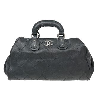 Chanel Outdoor Ligne Doctor Bag Quilted Caviar Black Leather Handbag (Pre-Owned)
