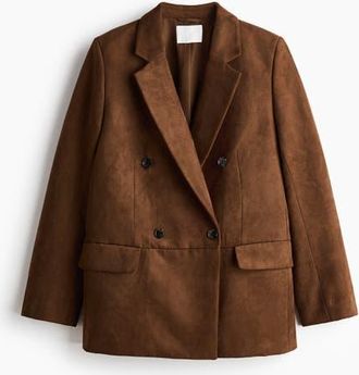 H&M Double-breasted Blazer in Brown at Nordstrom, Size Xx-Small