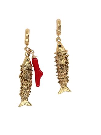 Isabel Marant Intricately Detailed Gold-Tone Fish Charm Earrings