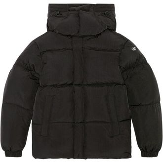 Diesel effen gewatteerd zwart jack met capuchon