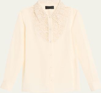 Nili Lotan Zola Silk Lace-Bib Shirt