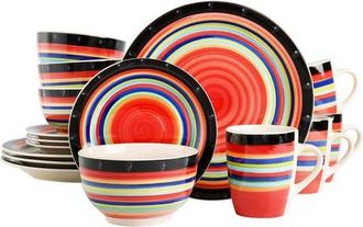 Gibson Home Casa Stellar 16 Piece Round Stoneware Dinnerware Set in Red at Nordstrom
