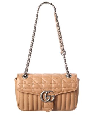 Gucci Camelia Calfskin Matelasse Leather Aria Small Gg Marmont Shoulder Bag (Authentic Pre-Loved)