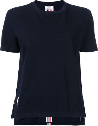 Thom Browne Navy Blue Stripe Detail T-Shirt