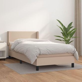 vidaXL Cama Box Spring Con Colch&oacute;n Cuero Sint&eacute;tico Capuchino 80x200 Cm Vidaxl