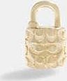 Coach 14 K Gold Quilted Signature Padlock Single Stud Earring