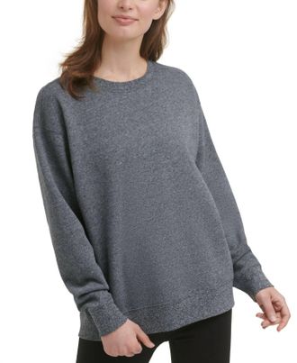 Calvin Klein Activewear Performance French Terry Sweatshirt In Black/heather