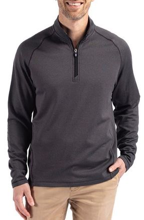 Cutter & Buck Peshastin Fleece Half Zip Pullover in Black Heather at Nordstrom, Size Xxx-Large