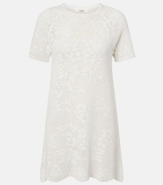 Chlo&eacute; Pointelle scalloped cotton minidress