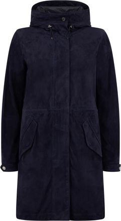 Moorer Lange Jas - Dames - Parka Jassen - Blauw - M - Leer - Jassen