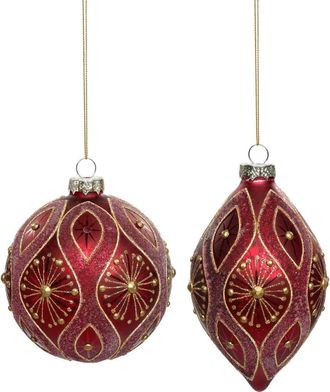 Mark Roberts Vintage Glitter Ornament, Set of 6 in Dark Red at Nordstrom