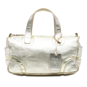 Loewe Pre-owned Womens Metallic Leather Handbag - Beige - One Size