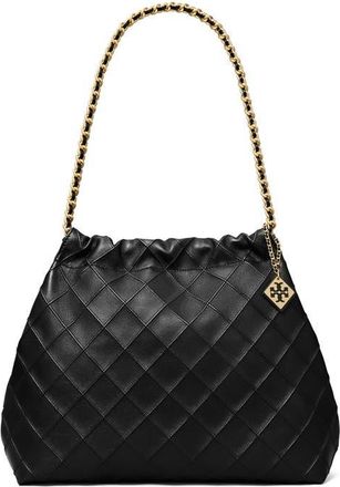 Tory Burch Fleming Soft Quilted Leather Hobo Bag in Black at Nordstrom