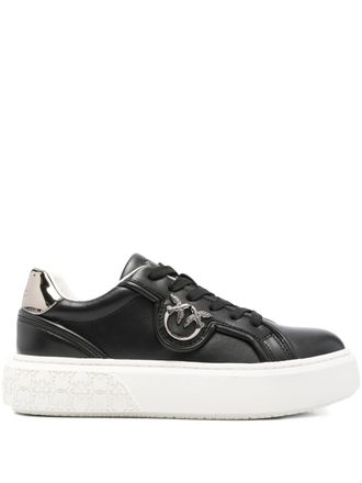 Pinko Black Yoko 06 Metallic-Logo Leather Sneakers