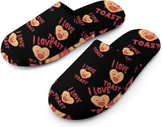 Generic I Love Toast Mens Cotton Slippers Memory Foam Comfort House Shoes Winter Indoor Slipper for Hotel Casa Spa