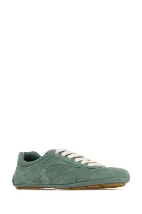 Prada Womens Mint Green Suede Montecarlo Sneakers Salvia