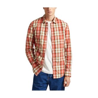 Pepe Jeans London Peterson Overhemd - Hoogwaardig katoen- veelzijdig ontwerp - Heren - Casual Overhemden - Oranje - M - Katoen - Overhemden