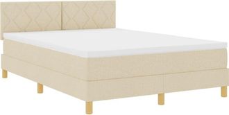 vidaXL Vidaxl - Box Spring Bed with Mattress Cream 160 x 200 cm Fabric