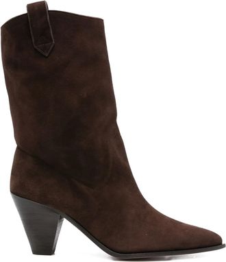 Aquazzura 80 mm suède leren laarzen met Western-stijl - Bruin