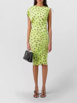 Coperni knee length floral ruched asymmetric dress