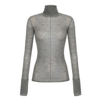 Elisabetta Franchi Wollen trui met ribbelstructuur - Dames - Truien - Grijs - Maat: 2XL Wol